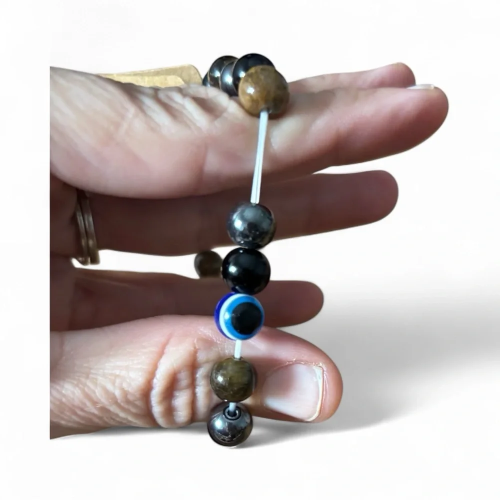 Women’s Healing Stone Bracelet Triple protection with Evil Eye bead